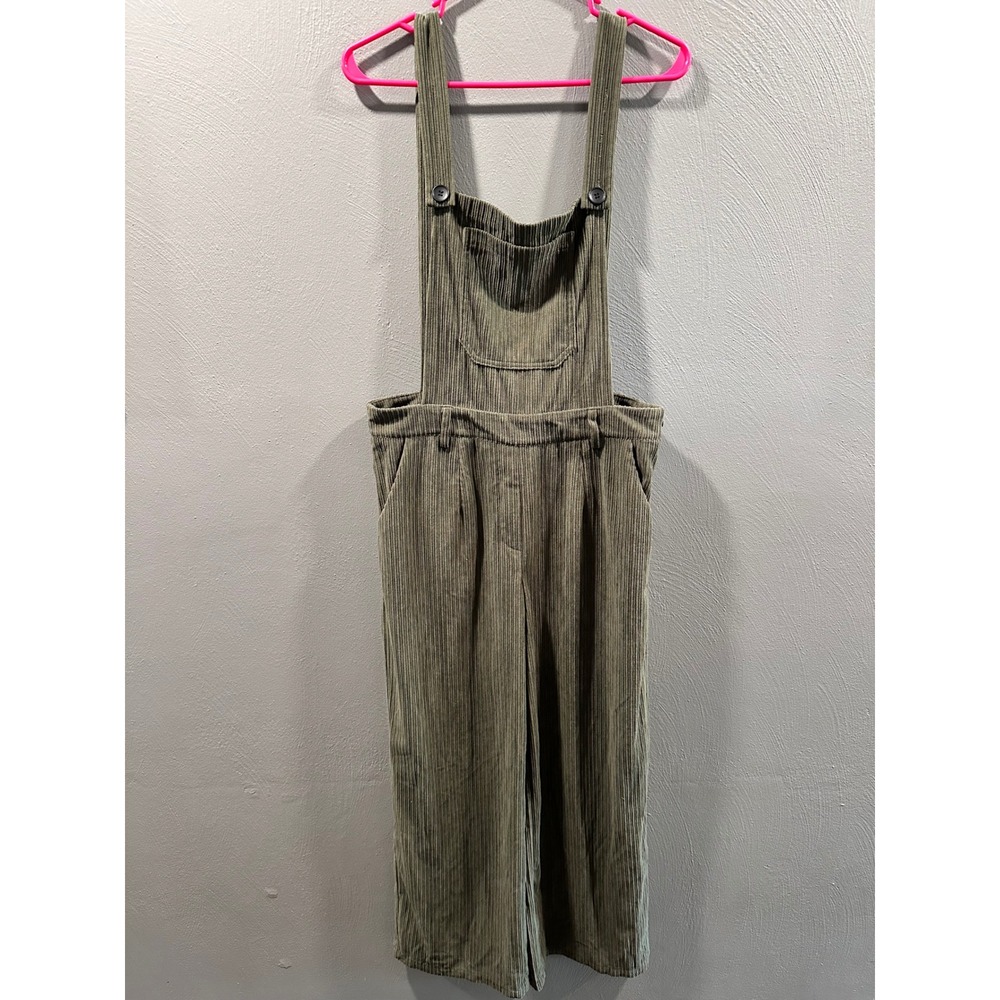 Cider Olive Green Corduroy Wide Leg Overalls Jumpsuit Womens Size Large NWT